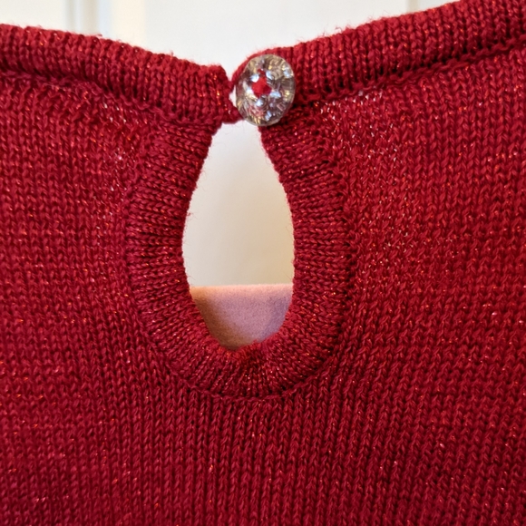 Koala kids girls sweater tunic top in red and sparkle, size 5t peter pan collar - Picture 5 of 5